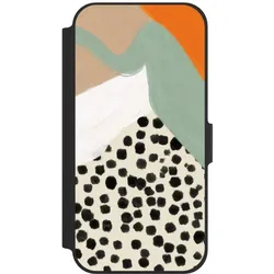 Nivocase Klapphülle für Apple iPhone 12 Handyhülle aus Kunst Leder NIVOflip schwarz Abstrakt Boho Kunst (Apple iPhone 12), Smartphone Hülle, Schwarz