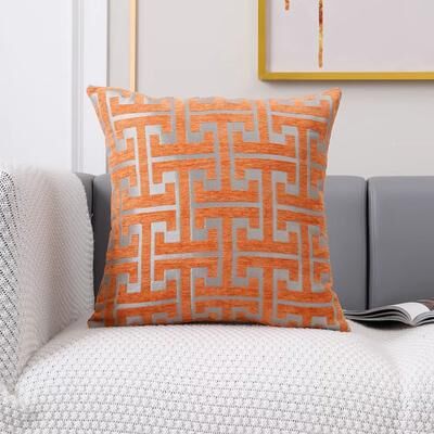 Inspired Finds Geometric Jacquard Polyester Pillow Cover Modern Sofa Lumbar Decor orange