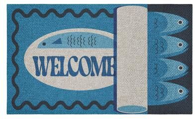 Stupell Welcome Tuna Coastal Themed Sisal Door Mat,18x30
