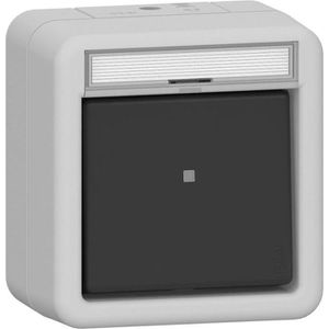 Gira Lichtschalter 311230, grau, Aufputz, Feuchtraum IP44 Schriftfeld Kontrolllicht