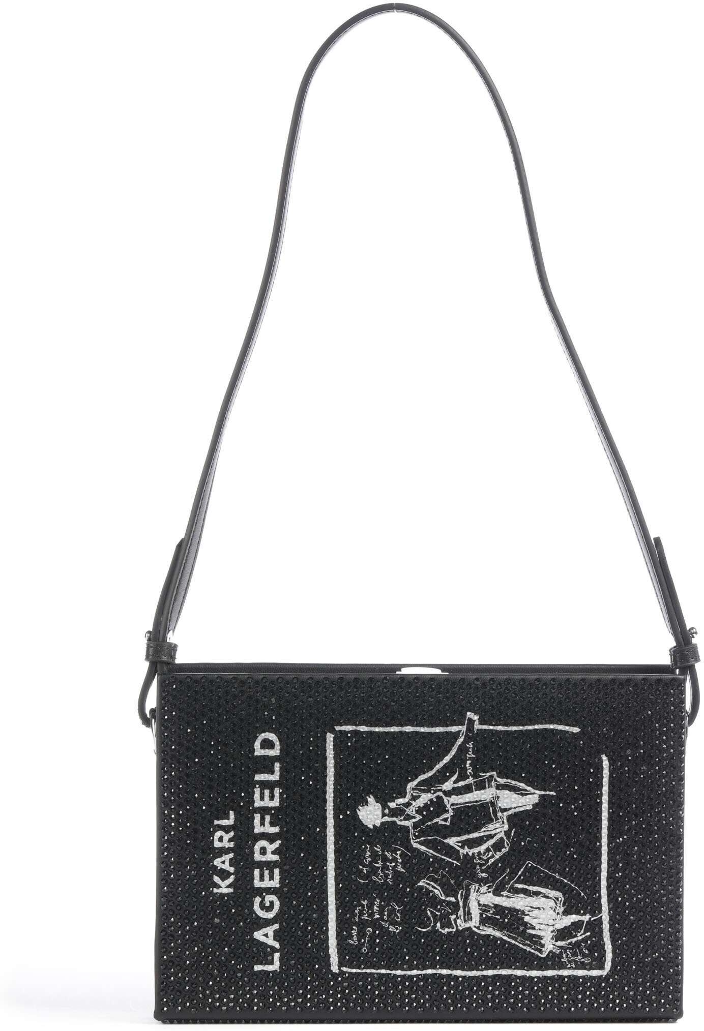 Karl Lagerfeld K/Soiree Book Schultertasche aus Leder, schwarz
