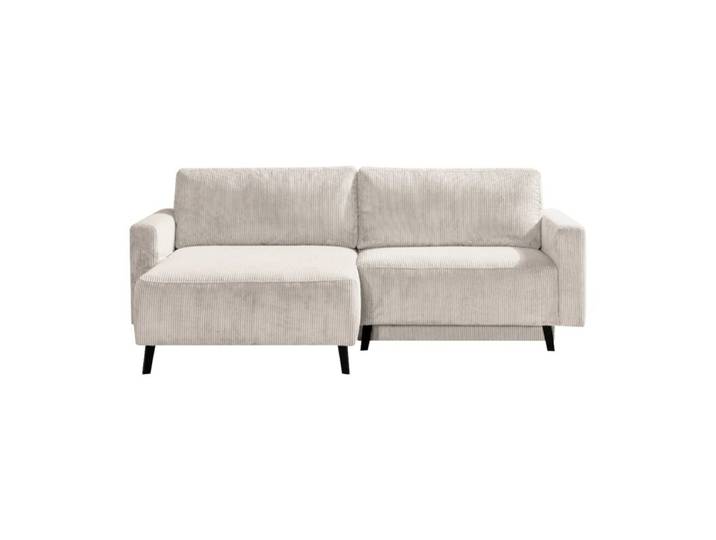 Dixx Divani Ramhusen Schlafsofa mit Cordbezug und Bettkasten - Cord 6576 creme - ohne Funktion - links optionaler Hubbeschlag, Creme oder Hellgrau, Ottomane links oder rechts, Schlaffunktion, gemütliches Bett, besonderes Sitz- und Liegegefühl Schlaffunktion Modern, Zeitlos