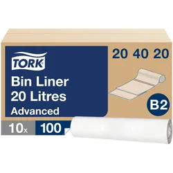 Tork 20 l Abfallsäcke Weiß B2, zu 33 % aus Recycling-Material, 10 × 100 Beutel, ...