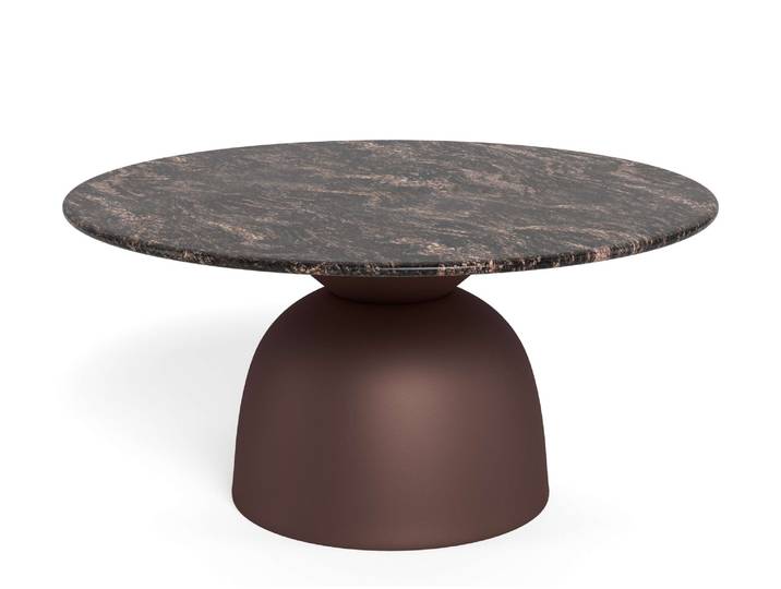 Couchtisch ACTONA GROUP Ferrol Beistelltisch– stilvoll & modern mit eleganter Marmorplatte , braun (braun cocoa, matt bronze, braun cocoa), B:80cm H:42cm T:80cm, Tische, Couchtisch, Rund. Brauner Cocoa Marmor, mattes Bronze-Stahlgestell. Ø: 80 cm