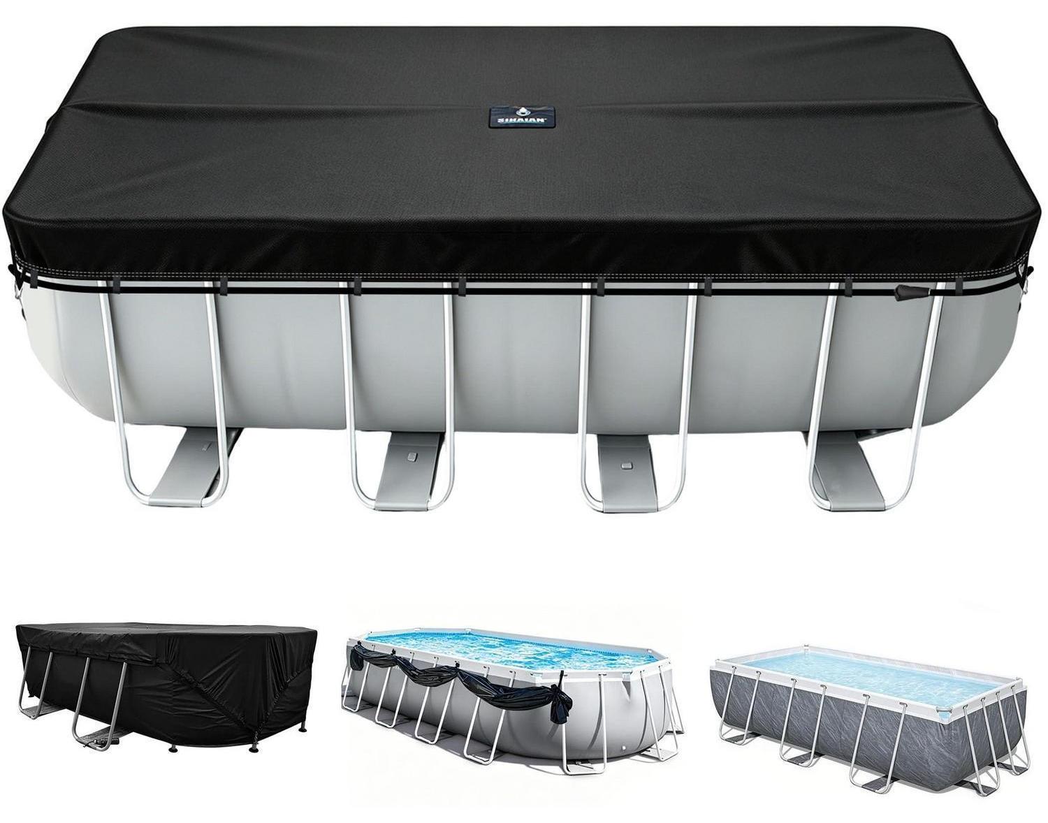 Poolabdeckung Rechteckig Solar UV-Beständig 12253 x 6584 cm Schwarz