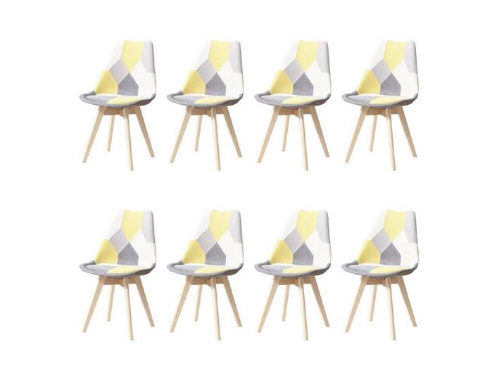 LuxusKollektion Esszimmerstuhl Esszimmerstuhl Patchwork gelb Kissen abnehmbar 8 Stühle Patchwork Gleb