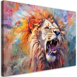 WANDBILD wilder löwe abstraktion