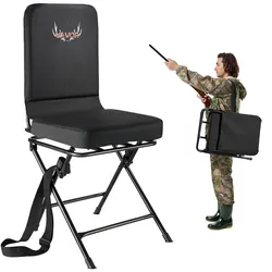 VEVOR Faltstuhl Campingstuhl Anglerstuhl mit Rückenlehne & verstellbarem Schultergurt Klappstuhl Gartenstuhl (136 kg belastbar) 360° geräuschlos drehbar, für Picknick Garten Outdoor Schwarz