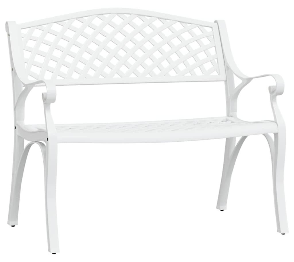 Gartenbank, weiß, 102 cm breit - Aus Gusseisen und Aluminium - 1 Sitzplatz - Gartenbank - Romantisches Design