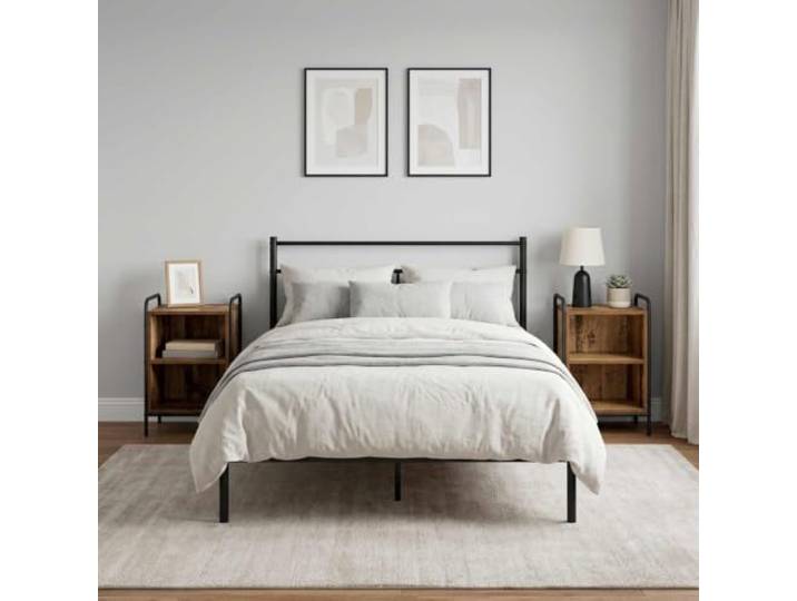 LMTYOENFG Nachttisch 2er Set, Beistelltisch Altholz-Optik, 40x30x60 cm Zwei robuste Ablagen im Schlafzimmer schaffen Ordnung, stabiles Stahlgestell trägt zuverlässig bis zu 60 kg.