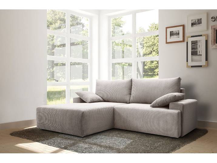 Ecksofa EXXPO - SOFA FASHION Orinoko, aktuelles Design und hoher Sitzkomfort, L-Form , beige, B:240cm H:92cm T:177cm, Sofas, Ecksofa, inkl. Bettfunktion und Bettkasten, schöne Farben im angesagten Cord