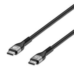 Manhattan USB-Ladekabel USB-C® Stecker 2.00 m Schwarz beidseitig verwendbarer Stecker, doppelt geschirmt 356367