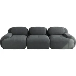 3-SITZER SOFA cordstoff grau mit rahmenlosem design & rutschfester basis