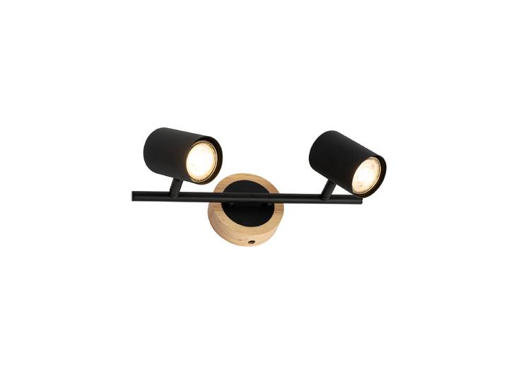 Spot encastré moderne noir avec bois inclinable 2 lumières -