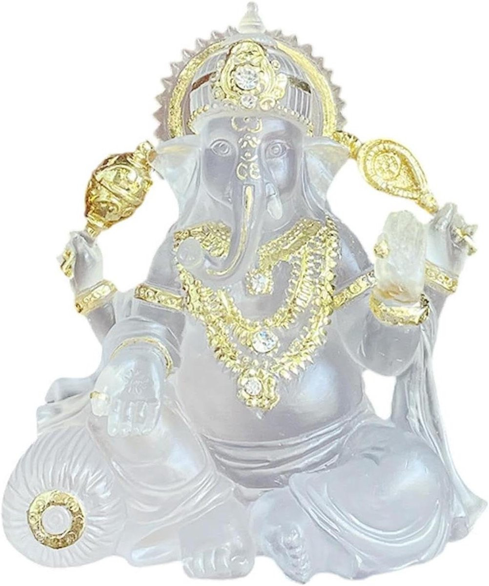 Ganesha Beeld Decoratie Ornament Handgemaakt Hars Hoogte: 14 cm