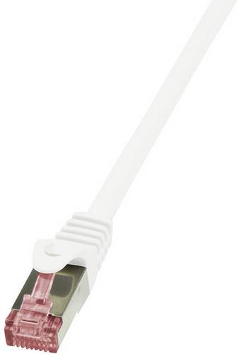 LogiLink CQ2011S RJ45 Patchkabel CAT 6 S/FTP 0.25m Weiß Flammwidrig, mit Rastnasenschutz