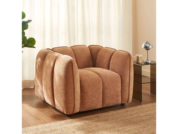 Fauteuil 1 place tissu chenille terracotta