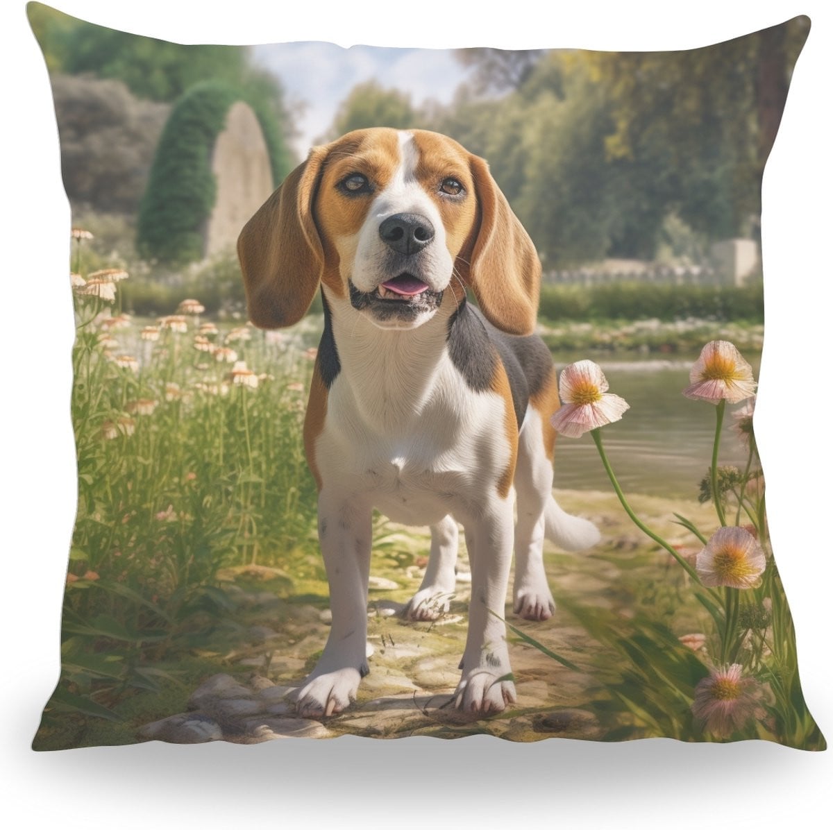 PillowBuddies Kussen met Huisdier Portret Beagle 1, 40 cm, Polyester