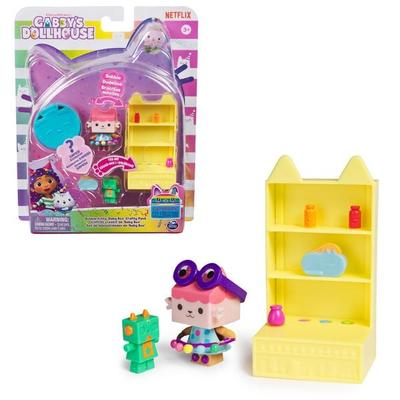 Gabby’s Dollhouse, Bobble Kitty Möbel Pack von Baby Box, Katzen-Figur mit Puppenhausmöbeln und Zubehörteilen
