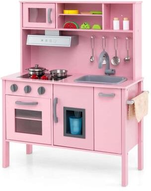 Kids Kitchen Playset Wooden Pretend Play Toy Kitchen Set