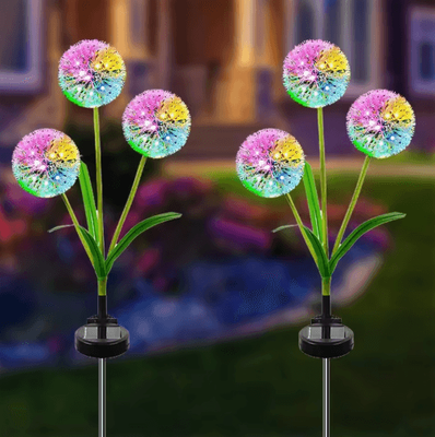 Inspire Picks Solar Dandelion Garden Lights Waterproof Solar Flower Lights For Outdoor Garden & Yard Decor 3 Head Colorful 1pc
