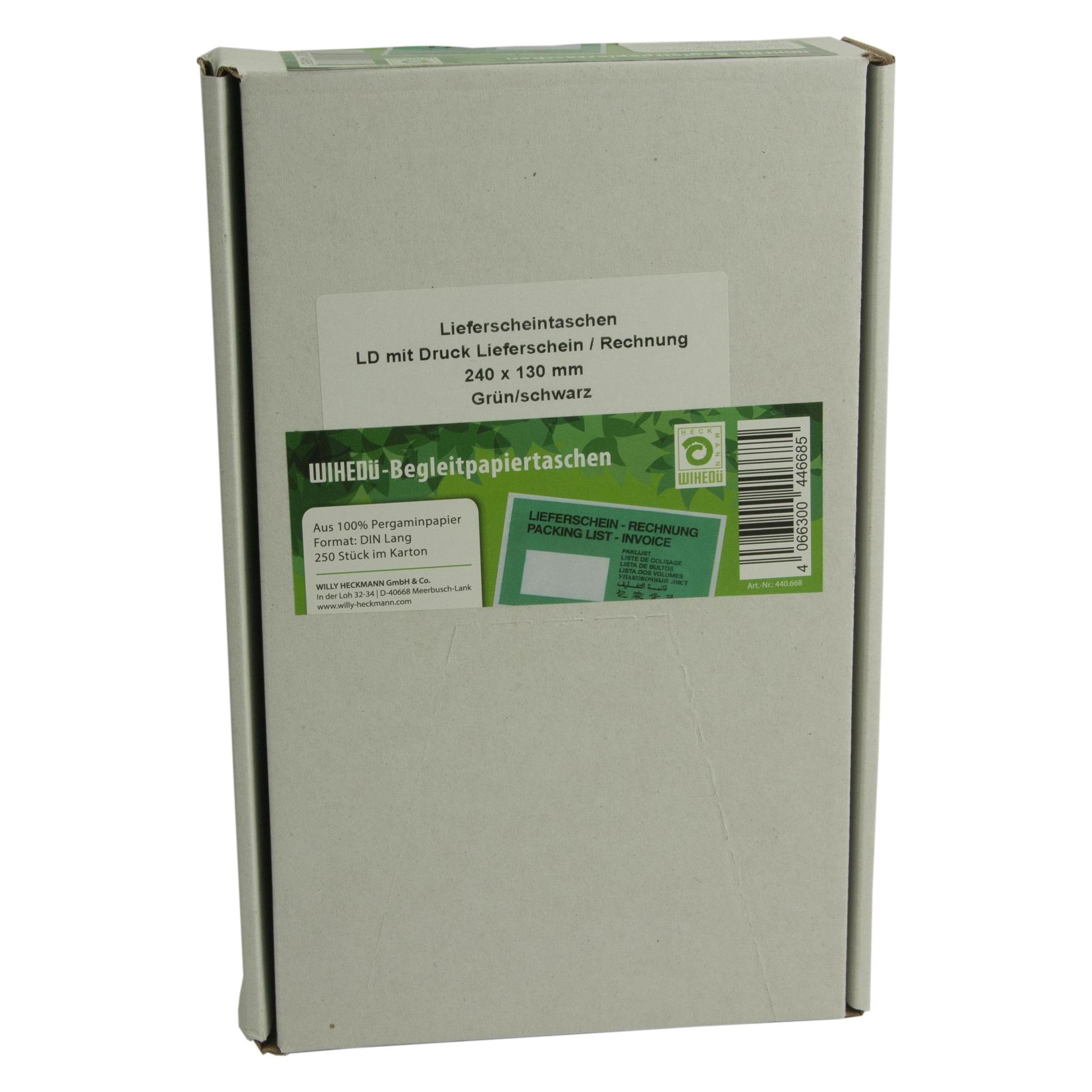 Wihedü 250 Lieferscheintaschen Pergamin Papier DIN lang (250 Stk.) (440668)