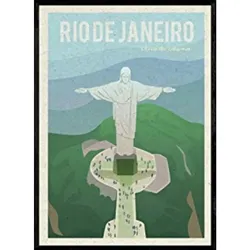 POSTER Vintage City Colors – Rio (Christ The Redeemer) A4 Rahmenlos
