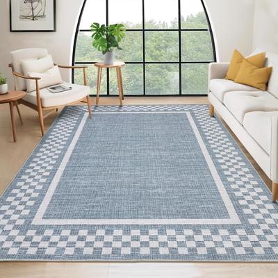 Garvee Modern Checked Border Foldable Area Rug