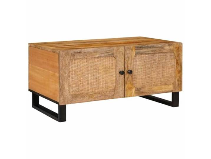 Tmriohed Couchtisch Massivholz Mango 80x50x40 cm Wohnzimmer Natur Kompakter Tisch für das Wohnzimmer mit zwei verdeckten Staufächern und Klapptüren für eine stets ordentliche Optik.