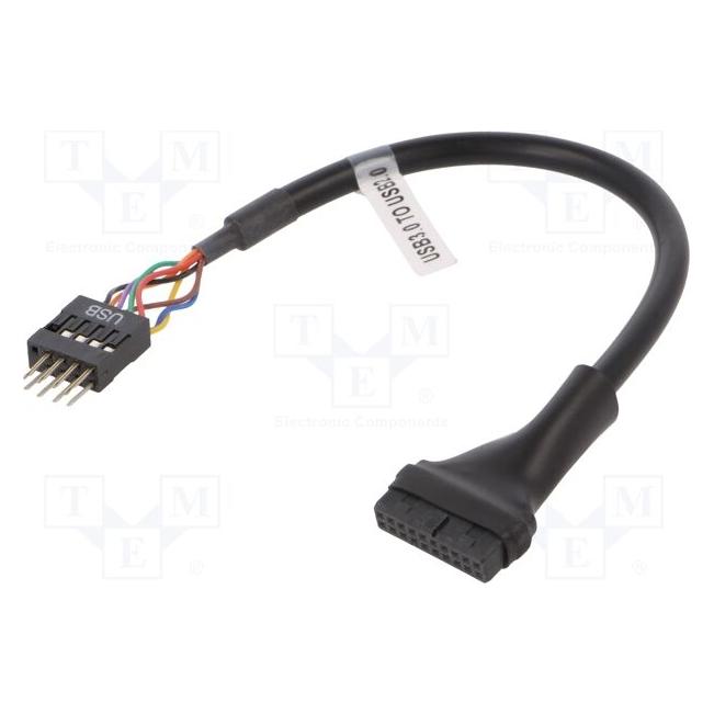 Akyga USB 19 pin - USB 9 pin, 0.2m, Czarny (AK-CA-75) (20 cm) (AK-CA-75)