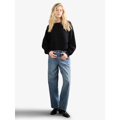 Weite Jeans APRICOT "Ayla Jeans mit Strass-Einsätzen", Damen, Gr. 26, blau, Jeans, im Barrel-Schnitt