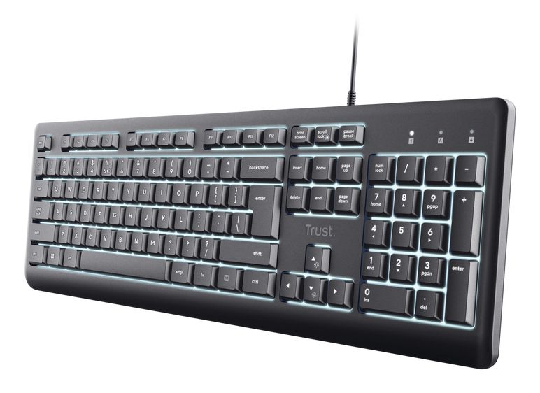 Trust Primo Beleuchtete Heimbüro Tastatur QWERTZ USB (Schwarz) 25822