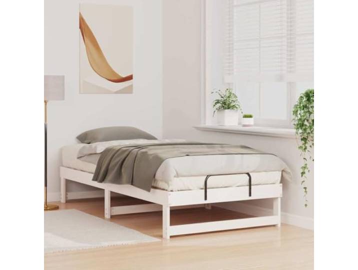KTHLBRH Einzelbett weiß 90 x 190 cm Kiefer massiv Langlebige Plattform, modernes Design, Rahmen aus Massivholz, nur für den Innenbereich