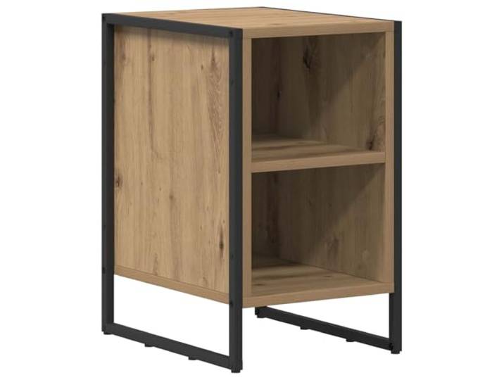 KUPTYERFG Nachttisch Kunsthandwerk Eiche 39,5x30x50 cm Beistelltisch Kompakter Beistelltisch im Industrie-Design mit robusten Stahlbeinen für Schlafzimmer, Wohnzimmer und Leseecken.