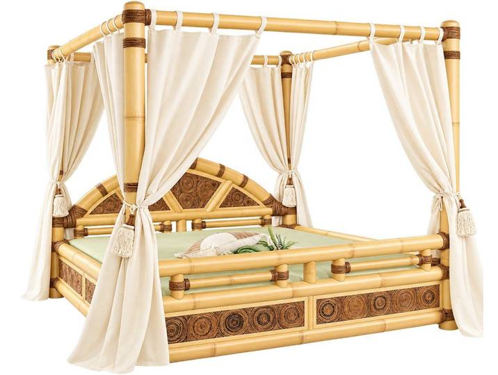 Bambus-Lounge Bettgestell Himmelbett Koh Lanta Bambusbett Bettrahmen Bettgestell Rattanbett