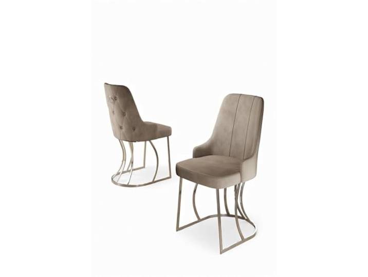 Modern Chair Set (4 Pieces), Cappuccino & Chrome, 44 x 46 x 98 cm 100% Metal with 18/22 DNS Foam Stylish & Durable for Home & Hotel
