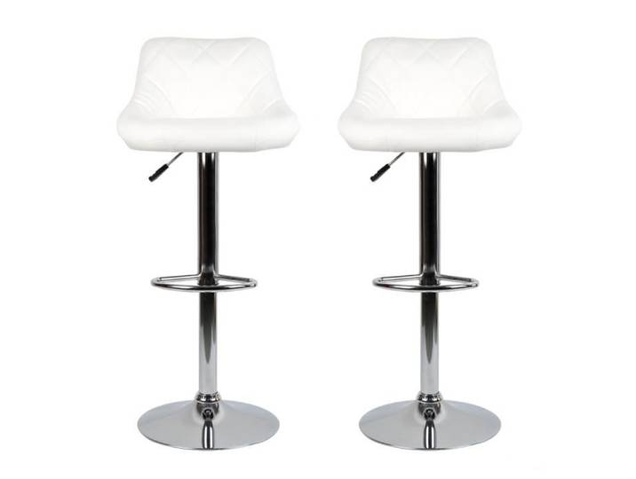 Tabourets de Bar Chaise Fauteuil bistrot réglable pivotant siège Design - Lot de 2 - BLANC
