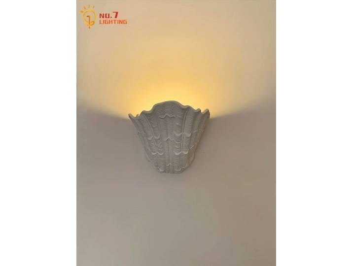 Applique murale LED G9 en forme de coquille de gypse, Design français, Art médiéval Wabi-Sabi, décoration murale, arrière-plan, chambre à coucher, chevet, escalier