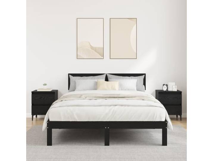 HEFZGDB Bett-Nachttische 2 Stück Schwarz Eiche 40x35x50 cm aus Sandwichplatten mit Stauraum und robuster Holz Metall Konstruktion fürs Schlafzimmer
