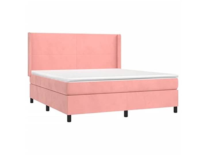 KTHLBRH Bettgestell mit Federn, Rosa, 180 x 200 cm, aus Samt Verstellbares Kopfteil, Matratze inklusive, mittlere bis harte Unterstützung, sanfter Matratzenbezug