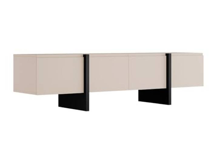 Vente-unique - TV-Möbel mit 4 Türen - MDF - Beige & Schwarz - LUVONIA