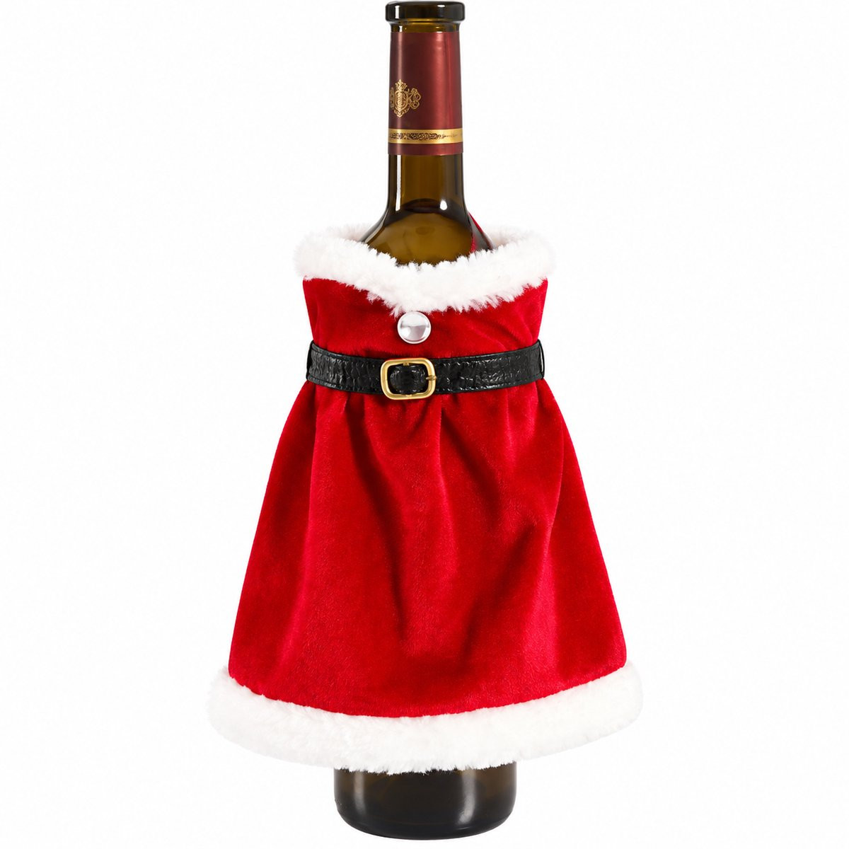 Nina's Giftshop Wijnfles Kerstvrouw Kerst Wijnzak Cadeauverpakking