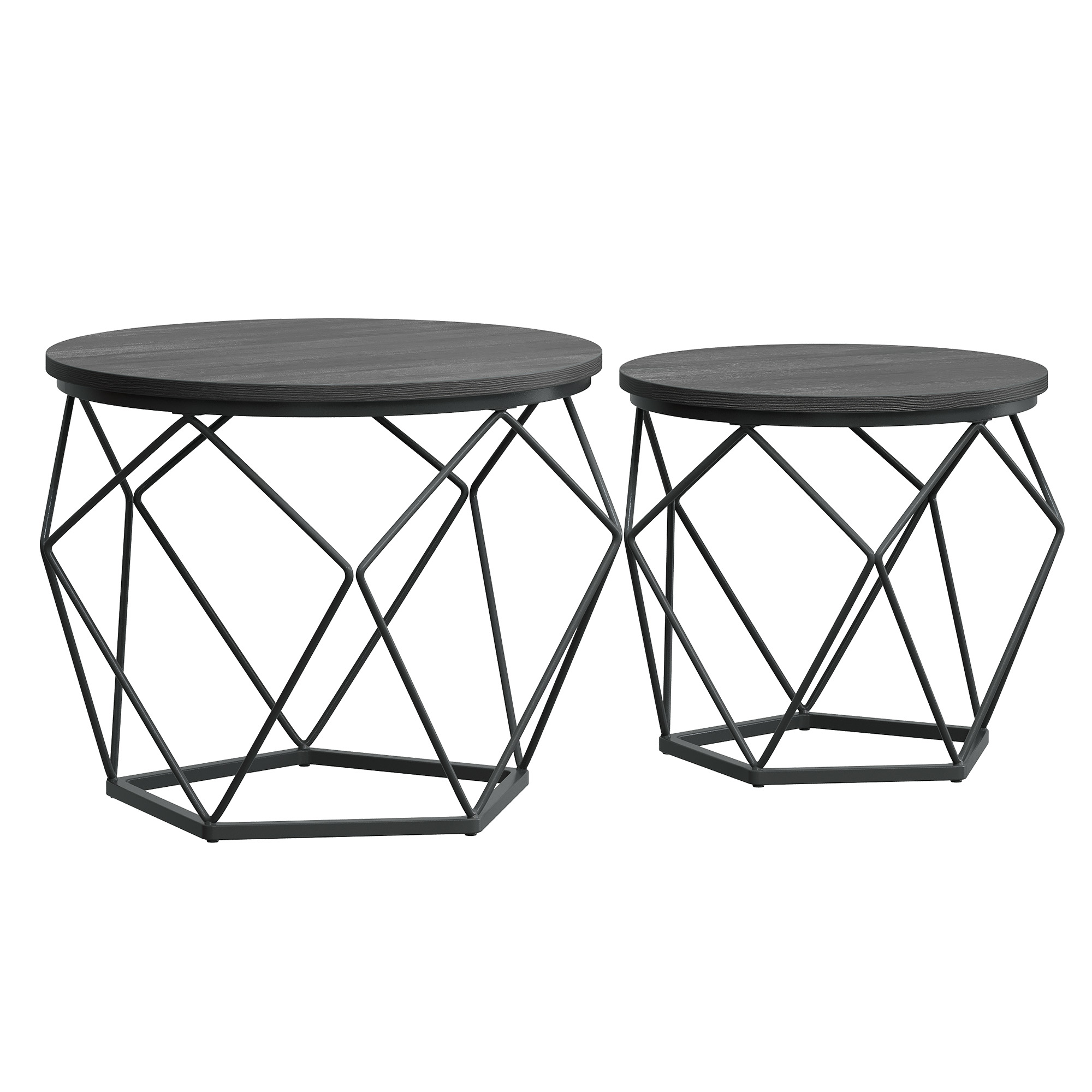 VASAGLE Couchtisch rund, 2er Set, Wohnzimmertisch LETB35040B22