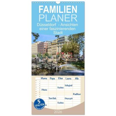 Familienplaner 2026 - Düsseldorf - Ansichten einer faszinierenden Stadt mit 5 Spalten (Wandkalender, 21 x 45 cm) CALVENDO