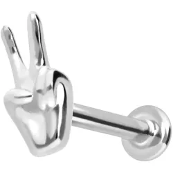 14 Karat Gold Labret mit Innengewinde PEACE-ZEICHEN
