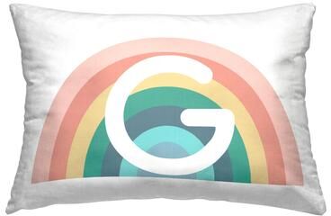 Stupell Rainbow Initial Decorative Printed Throw Pillow Design by Daphne Polselli
