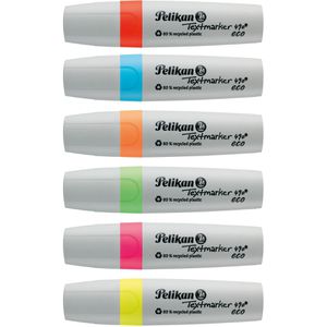Pelikan Textmarker 490 eco, 6 Stück, Strichbreite 1 - 5mm, farbig sortiert