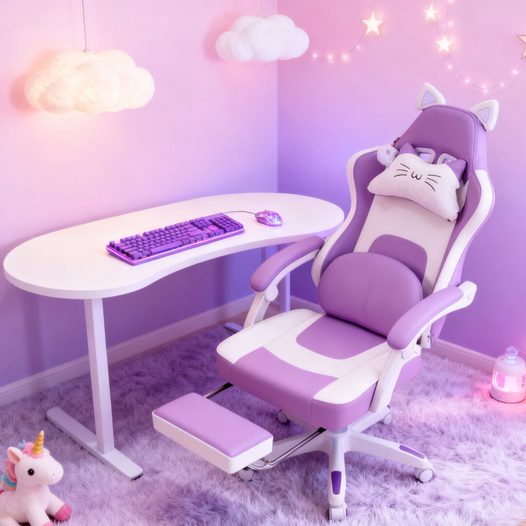 Inbox Zero Adjustable Reclining Ergonomic Swiveling Rocker Game Chair with Footrest Purple 125cm H X 52cm W X 52cm D