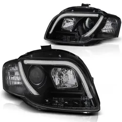 LED Tagfahrlicht Design Scheinwerfer passend für Audi A4 B7 05-08 schwarz LTI