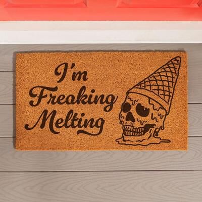 Evergreen "28 in. x 16 in. I'm Freaking Melting Skull Summerween Coir Door Mat - 28"" x 16"""